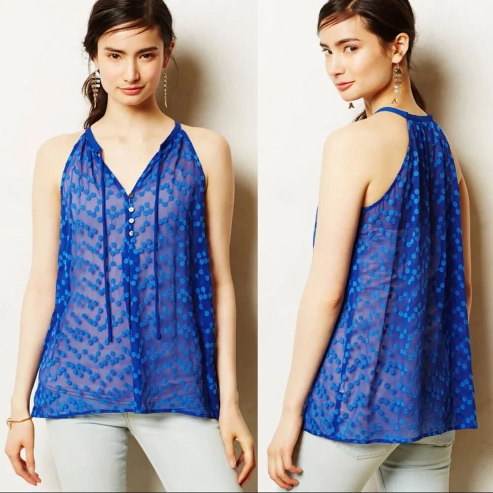 Anthropologie Silk Polka Dot Tank Top ASO Elena Gilbert in The Vampire Diaries M